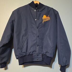 Vintage Birdie Chore Coat Size XL Made In The USA Blue Embroidered